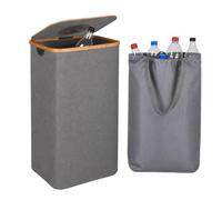 Relaxdays contenedor para botellas con depósito 100 l, Al x An x Fondo: 75 x 40 x 33 cm, bolsa lavable, gris