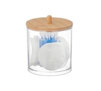 Relaxdays Contenedor bastoncillos y discos algodón marrón claro,transparente