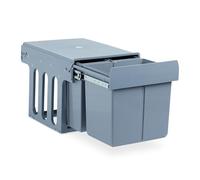 Relaxdays Contenedor de Basura para Cocina, Cubo Basura 3 Compartimentos, 15 y 8L, Plástico, 35,1 x 34,3 x 48 cm, Gris