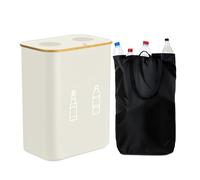 Relaxdays Contenedor de Botellas 160 l, 2 Bolsas, 75 x 57 x 37 cm, Beige | Recolector de vidrio y plástico