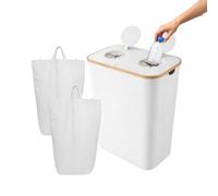 Relaxdays Contenedor de Botellas, 170 l, hasta 60 Botellas, 2 Bolsillos, recolector de Vidrio y plástico, Blanco.