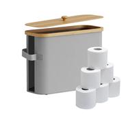 Relaxdays Contenedor de Papel higiénico, 12 Rollos, 33 x 45 x 16 cm, Tela, bambú, Gris