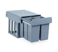 Relaxdays Cubo de Basura empotrable, Sistema de Reciclaje, Plástico, 4X 8L, 35,1 x 34,3 x 48 cm, Gris