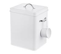 Relaxdays contenedor detergente 6 L, Metal, Cuchara dosificadora, diseño Retro, Apto para Comida de Mascotas, Blanco, 25