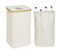 Relaxdays contenedor para botellas 100 L, Al x An x Pr: 75 x 40 x 33 cm | bolsa lavable, beige