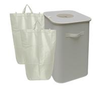 Relaxdays Contenedor para Botellas de Reciclaje, 100 l, 2 Bolsas, limpiable, Beige, 70x43x33 cm