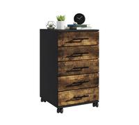 Contenedor móvil Relaxdays, 5 cajones, 69 x 40 x 40 cm, archivador con Ruedas, Mueble de Oficina, Negro/marrón