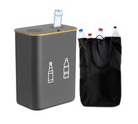 Relaxdays Contenitore bottiglie a rendere 160l Contenedor para Botellas de 160 l, 2 Bolsas, 75 x 57 x 37 cm (Alto x Ancho x Profundidad), Color Gris, Algodón, Bambú, Plástico, 70 x 57 x 37 cm