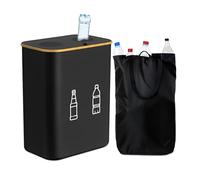 Relaxdays Contenitore per bottiglie a rendere Botellero de 160 l, 2 Bolsas, 75 x 57 x 37 cm, para Vidrio y plástico, Color Negro, Bambú, Algodón, 70 x 57 x 37 cm