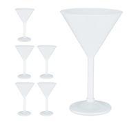 Relaxdays Copas Compatibles con Martini Plástico, Set 6, Irrompibles y Libres BPA, 250 ml, Cóctel, Reutilizables, Blanco