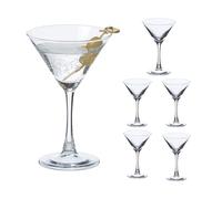 Relaxdays Copas de Martini, Set 6, 140 ml, Cosmopolitan, Manhattan, Aptas para Lavavajillas, Vasos Cóctel, Transparente