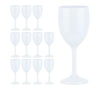 Relaxdays Copas Vino de Plástico Irrompible en Set de 12, sin BPA, Vasos Cóctel Reutilizables, Camping y Pícnic, Blanco