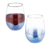 Relaxdays Copas de vino sin tallo set de 2 en azul azul,plata,transparente
