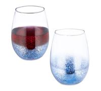 Relaxdays, Juego de 2 Unidades, Color Azul Copas de Vino sin Tallo en Set de 2, Vasos para Servir Agua o Postre, Capacidad de 500 ml Cada, 12 x 9,5 x 9,5 cm