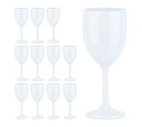Relaxdays Copas Vino de Plástico Irrompible en Set de 12, sin BPA, Vasos Cóctel Reutilizables, Camping y Pícnic, Blanco