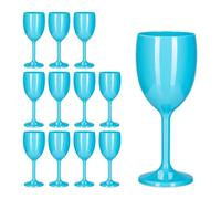 Relaxdays Juego, Color Turquesa Copas Vino de Plástico en Set de 12, Irrompibles y sin BPA, 250 ml, Vasos Camping Reutilizables