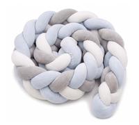 Relaxdays Cordón trenzado para cuna, 220 cm blanco,azul,gris