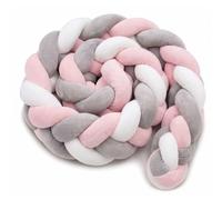 Relaxdays Cordón trenzado para cuna, 220 cm blanco,rosa,gris