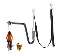 Relaxdays Correa Bicicleta Perros, Enganche Bici Mascotas, con Espaciador y Muelle, Mano Libres, Negro y Plateado, 20% poliéster 5% de Goma 75% Acero, 1 Unidad