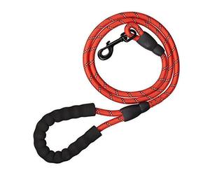 Relaxdays Correa Cachorro y Perros hasta 50 kg, 150 cm, Reflectante, Asa Acolchada, Adiestramiento Canino, Nylon, Rojo