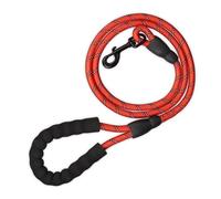Relaxdays Correa Cachorro y Perros hasta 50 kg, 150 cm, Reflectante, Asa Acolchada, Adiestramiento Canino, Nylon, Rojo