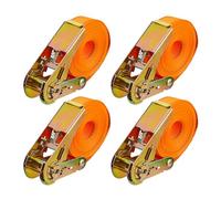 Relaxdays Correas Tensoras con Carraca, Set de 4, 5 m, 500 kg, Sujeción Carga Coche, Remolque, Cinchas Amarre, Naranja, 20% Acero 80% poliéster