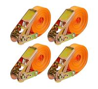 Relaxdays Correas Tensoras con Carraca, Set de 4, 6 m, 500 kg, Sujeción Carga Coche, Remolque, Cinchas Amarre, Naranja, 20% Acero 80% poliéster