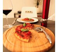 Relaxdays Cortapizzas Profesional, Cortador Pizza Acero Inoxidable, Navaja 7 cm Ø, Mango Engomado, 20x7x2.5 cm, Plateado