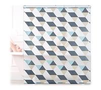 Relaxdays Cortina de Baño Enrollable Estampado de Triángulos, 6 Tamaños, Cortina de Ducha, Estor Ventana, Multicolor