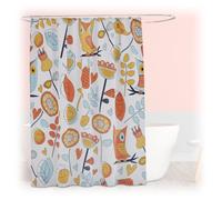 Relaxdays Cortina de ducha 180x200 con estampado crema,naranja,turquesa
