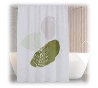 Relaxdays Cortina de ducha 180x200 con estampado crema,verde oscuro,gris