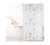 Relaxdays Cortina de Ducha Ocean, Diseño marítimo, Soporte de Techo, Semitransparente, 120x240cm