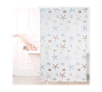 Relaxdays Cortina de Ducha Ocean, Diseño marítimo, Soporte de Techo, Semitransparente, 140x240cm