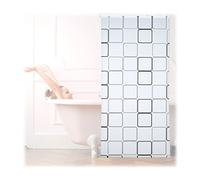 Relaxdays Cortina de ducha SQUARE, A cuadros, Soporte de techo, Semitransparente, 100x240 cm