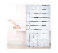 Relaxdays Cortina de ducha SQUARE, A cuadros, Soporte de techo, Semitransparente, 120x240 cm