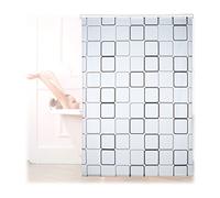 Relaxdays, 160x240 cm Cortina de Ducha Square, A Cuadros, Soporte de Techo, Semitransparente