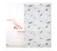Relaxdays Cortina Enrollable Ducha Estampado de Hojas, Cortina Bañera 100x240cm, Sujeción Techo/Ventana, Blanco y Negro