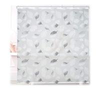 Relaxdays Cortina Enrollable Ducha Estampado de Hojas, Cortina Bañera 160x240cm, Sujeción Techo/Ventana, Blanco y Negro