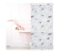 Relaxdays Cortina Enrollable Ducha Estampado de Hojas, Cortina Bañera 80x240cm, Sujeción Techo/Ventana, Blanco y Negro
