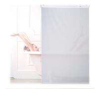 Relaxdays Cortina Enrollable Ducha, Estor con Cadena, Repelente Agua, Instalación Techo o Pared, 100x240 cm, Blanco
