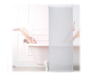 Relaxdays Cortina Enrollable Ducha, Estor con Cadena, Repelente Agua, Instalación Techo o Pared, 60x240 cm, Blanco