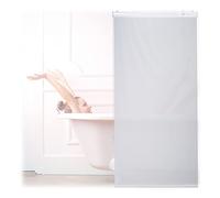 Relaxdays Cortina Enrollable Ducha, Estor con Cadena, Repelente Agua, Instalación Techo o Pared, 80x240 cm, Blanco