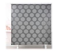 Relaxdays Cortina enrollable ducha gris a lunares gris