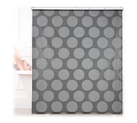 Relaxdays Cortina enrollable ducha gris a lunares gris