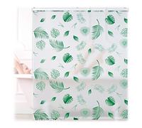 Relaxdays Cortina Enrollable Ducha Hojas, Estor Baño Repelente Agua, Sujeción Techo/Ventana, 140x240cm, Blanco/Verde