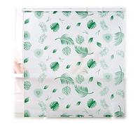 Relaxdays Cortina Enrollable Ducha Hojas, Estor Baño Repelente Agua, Sujeción Techo/Ventana, 160x240cm, Blanco/Verde
