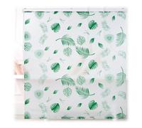 Relaxdays Cortina enrollable ducha hojas verdes blanco,verde