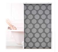 Relaxdays Cortina Enrollable Ducha Lunares, Estor Traslúcido, Repele Agua, Sujeción Techo/Ventana, 100x240 cm, Gris