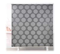 Relaxdays Cortina Enrollable Ducha Lunares, Estor Traslúcido, Repele Agua, Sujeción Techo/Ventana, 160x240 cm, Gris