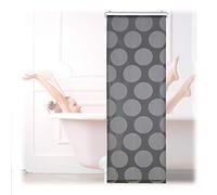 Relaxdays Cortina Enrollable Ducha Lunares, Estor Traslúcido, Repele Agua, Sujeción Techo/Ventana, 60x240 cm, Gris